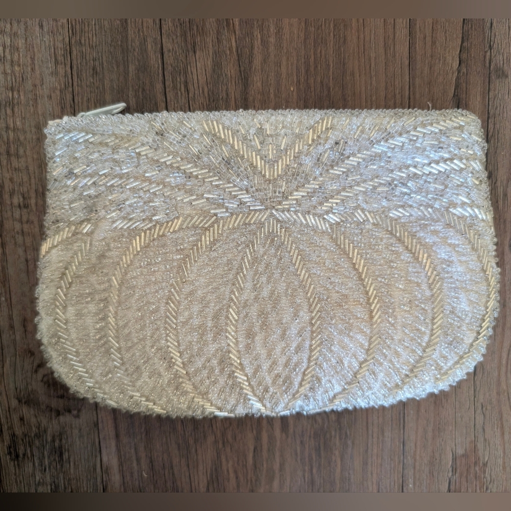 Vintage 70's Silk Beaded Pouch